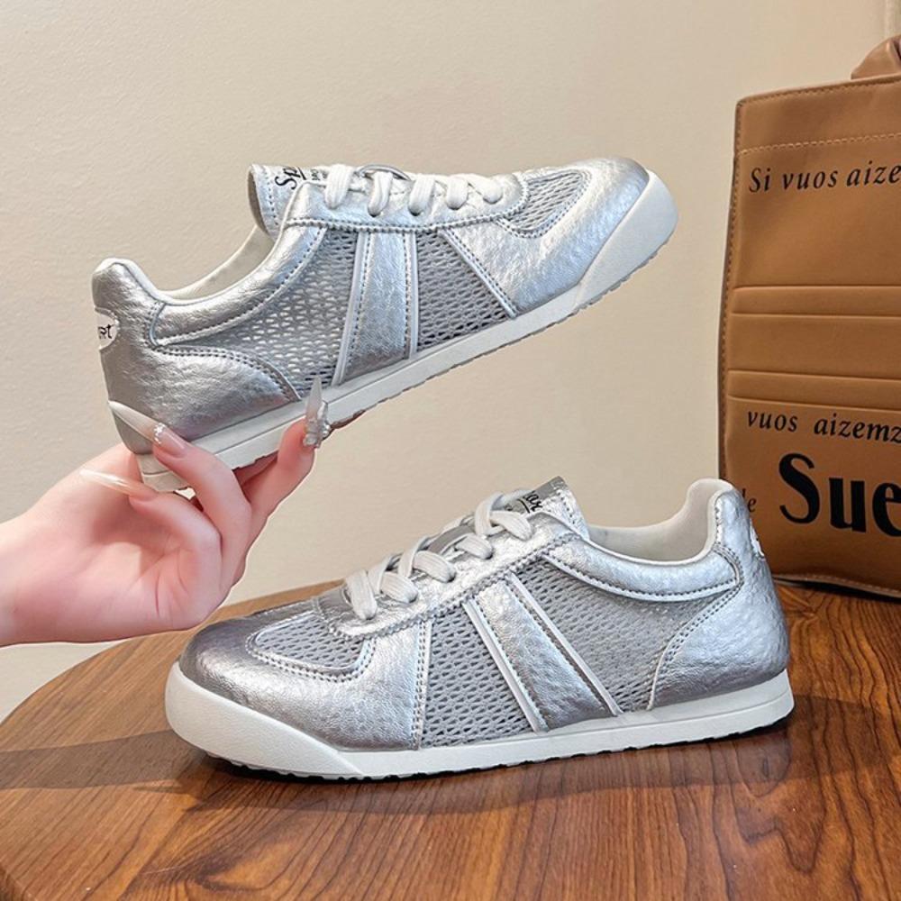 Women's Sneaker Boots Women's Leather Platform Casual Shoes Bright Top Fashion Low Lace-Up Sneaker Women's Running Shoes