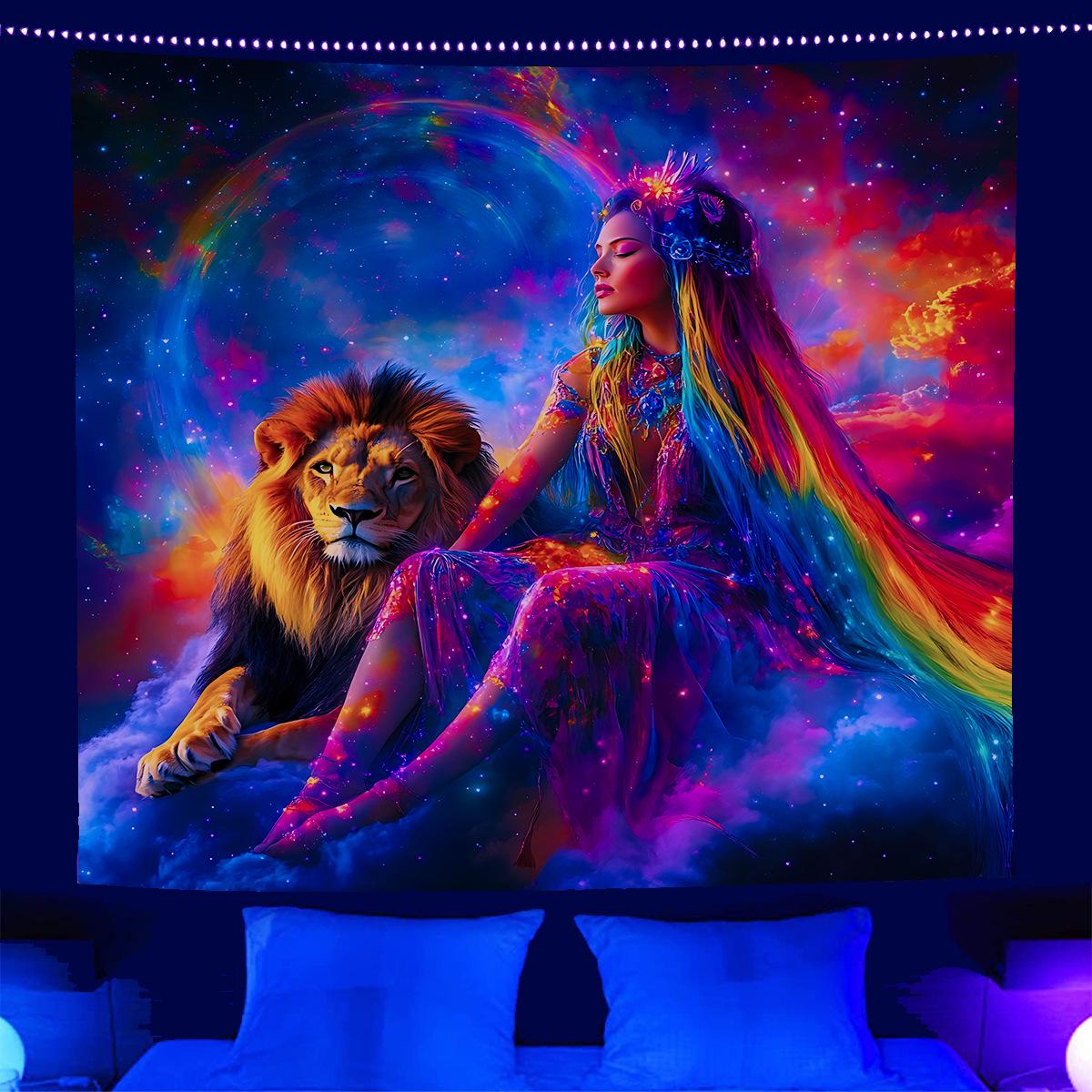 

Флуоресцентный гобелен с изображением черепа «Двенадцать созвездий» для настенного украшения спальни 180x240 cm