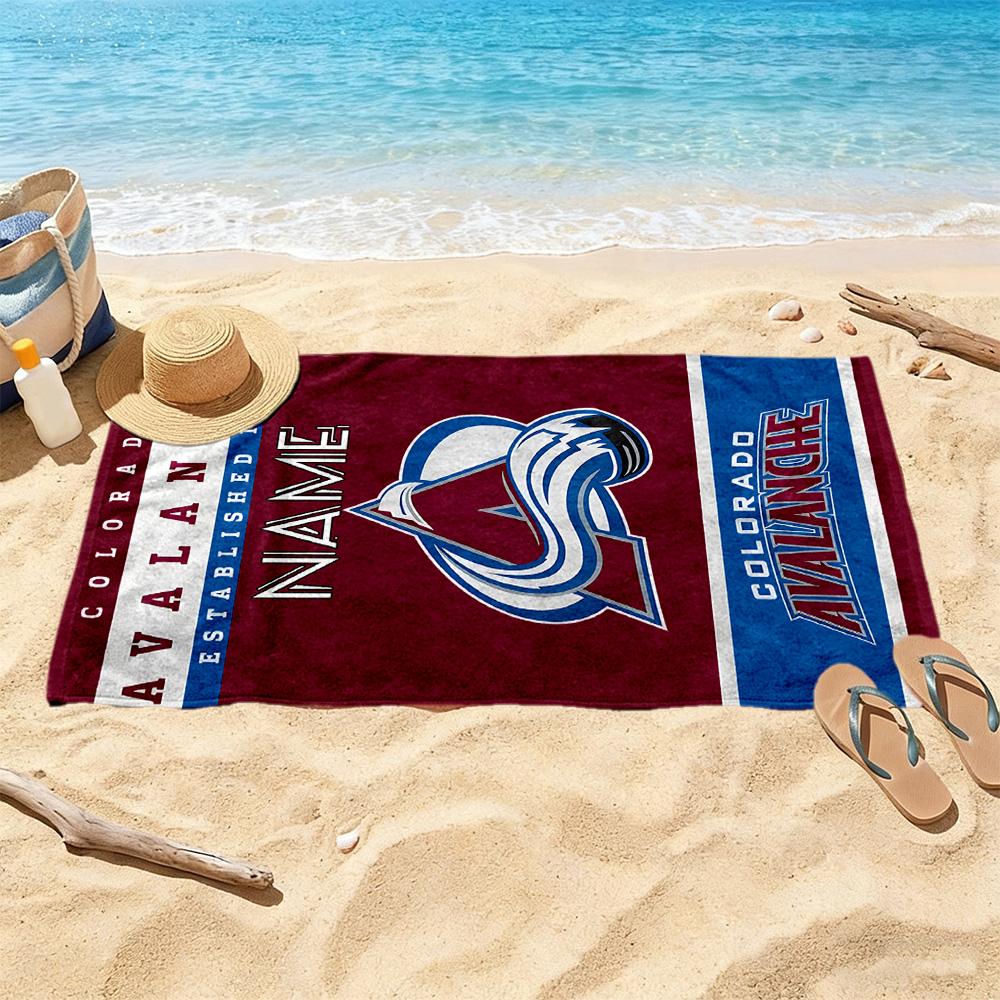 Avalanche Team Logo Customizable Name Beach Towel High Absorbency & Quick-Dry