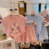 2026 Summer Girls' Cotton Short-Sleeve T-shirt and Shorts Set - Casual Stylish Two-Piece for Kids