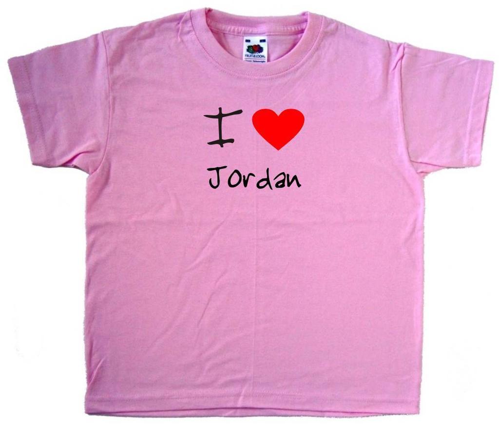 I Love Heart Jordan Pink Kids T-Shirt
