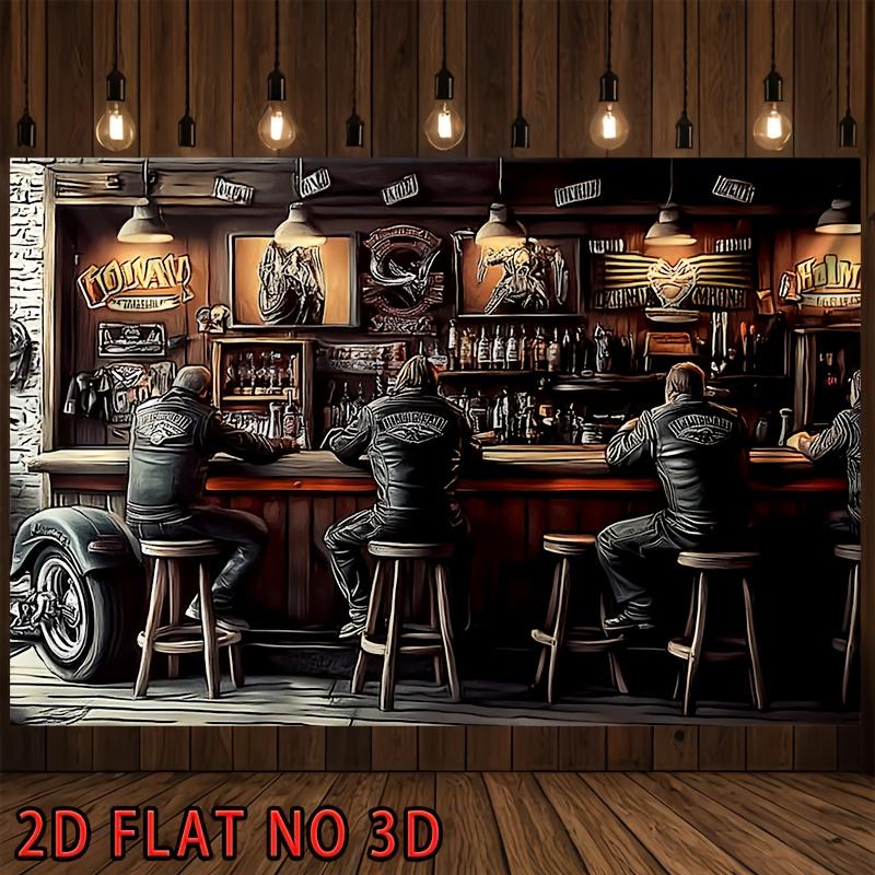 2D flat banner 1 party banner retro bar polyester background cloth industrial locomotive-themed photography background banner 100x150cm