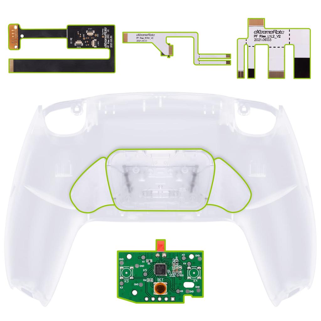 Not a eXtremeRate Back Paddle Program Clear Plastic Rise Remap Kit for PS5 Controller Upgrade Board and Redesigned Back Case Back Button Attachment