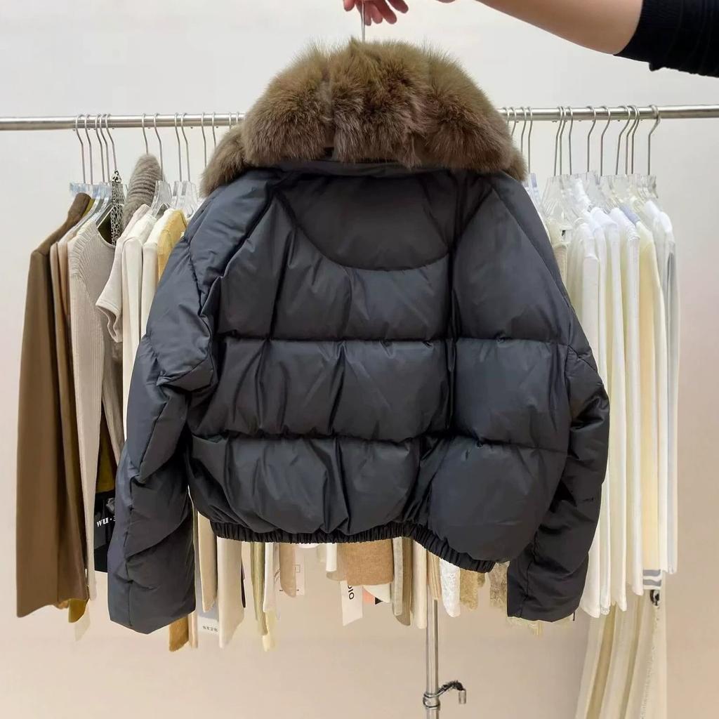 Europe and the United States new high-end big fur collar foreign gas cotton-padded clothes women's short thickened warm cotton-padded jacket jacket