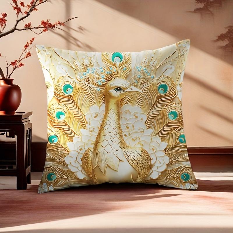 3D Peacock Creative Design PillowcaseSuitable for Sofa Car Bedroom Decorative Cushion Cover Pillow Cover