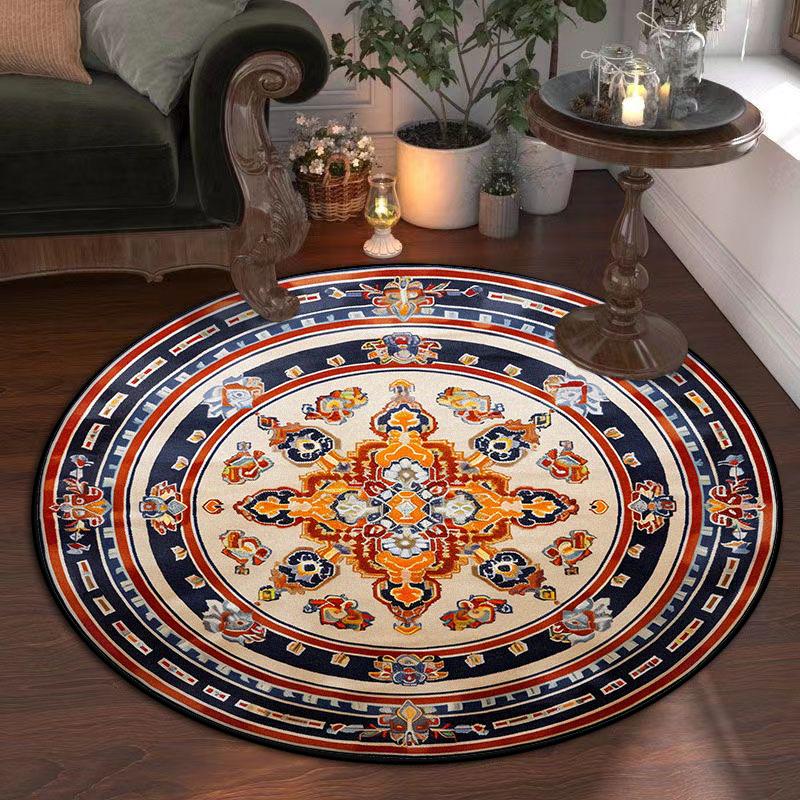 Bohemian Style Round Carpet Non-slip Living Room Rugs Study Decoration Chair Mat Soft Cute Girl Room Decor Carpets Easy Cleaning
