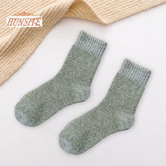 1 Pair Men Winter Socks, Thick Soft Plush, Solid Color, Ankle Protection, Mid-tube, Elastic Anti-slip, Thermal Knitted, Anti-skid Bottom Floor Socks