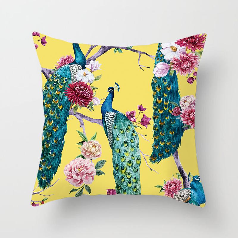 Peacock Print Pillow Decoration Home Car Sofa Cushion Cover Bed Animal