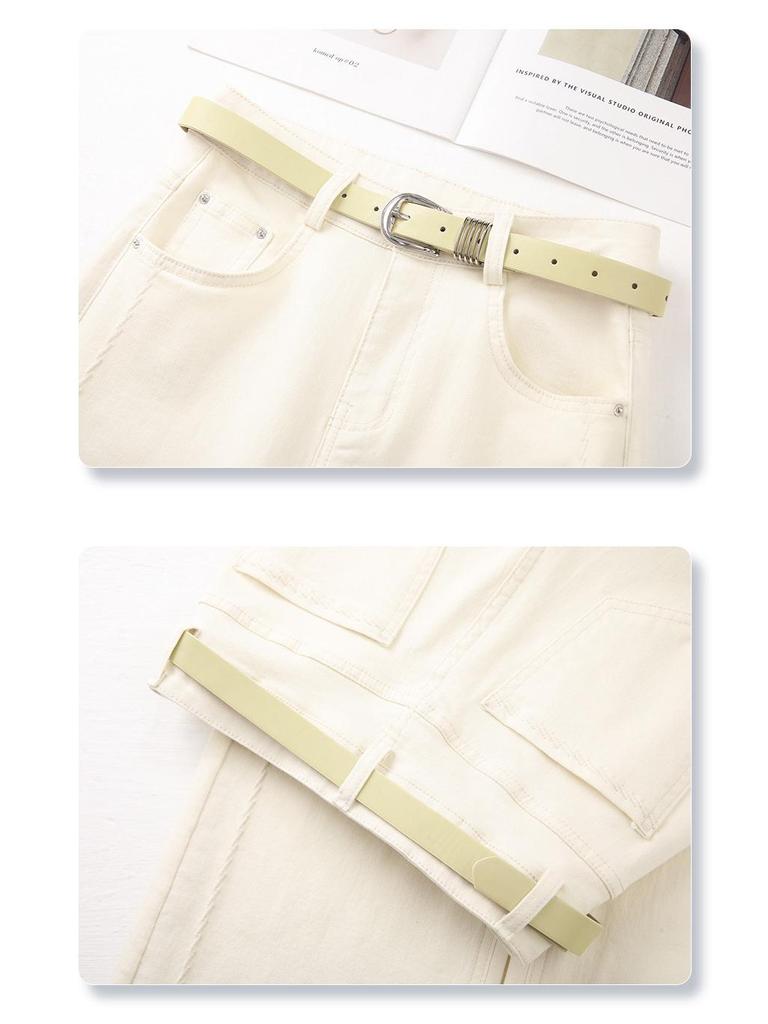 2025 Women's Yellow High Waist Straight Leg Jeans - Slimming, Cropped, Loose Fit for Spring/Autumn