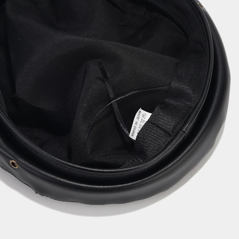 Fashion PU Leather Beret Vintage England Flat Newsboy Caps Outdoor Casual Army Cap