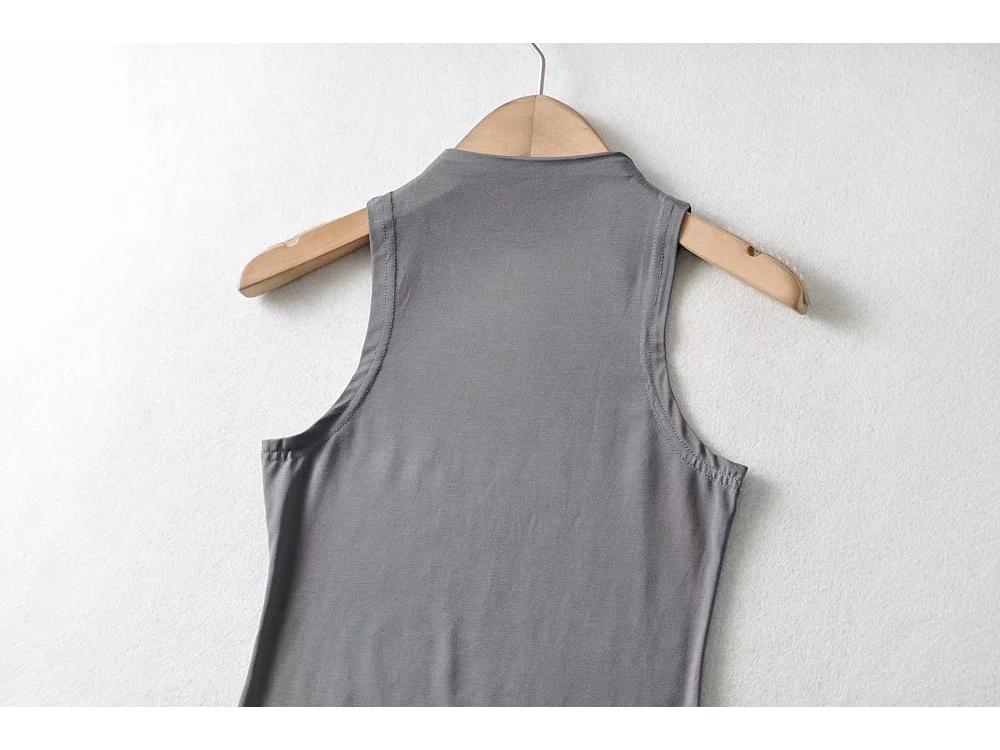 Women's Winter European & American Style Sleeveless Semi-High Neck Top