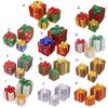 3 Pcs/Set Christmas Lighted Gift Boxes LED Light Up Stackable Nesting Box with Bow for Christmas Indoor Outdoor Home Yard Lawn Decor