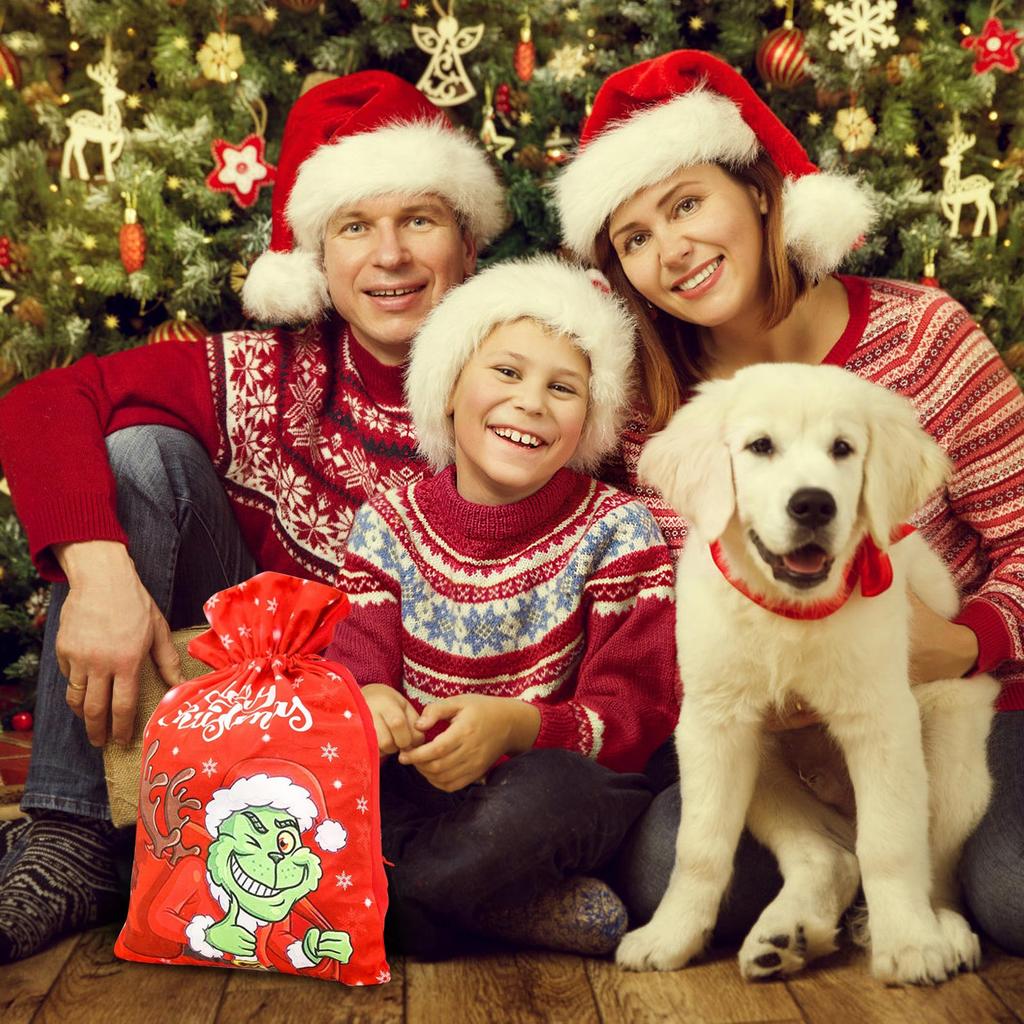 Christmas Decorations, Christmas Gift Bag Double Drawstring Drawstring Gift Bag Candy Bag Snack Bag Gift