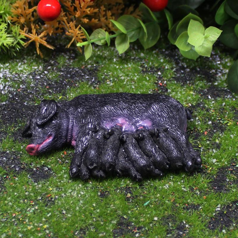 Landscape Micro Resin Pig And Piglet Ornament Farm Scene Decoration Home For