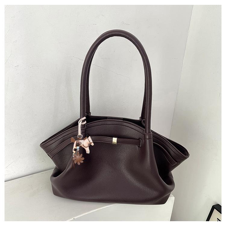 Luxury Lychee Pattern Underarm Shoulder Bags PU Leather Solid Color Women's Handbags Large Capacity Tote Bag Travel