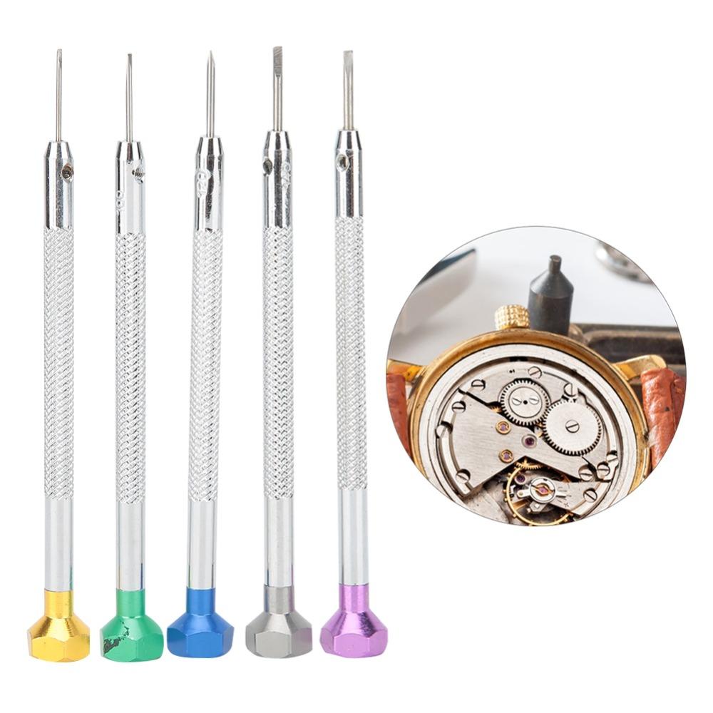 5Pcs Steel Watch Repair Screwdriver 5 different flat Watchmaker Tool Eyeglass screw adjustment