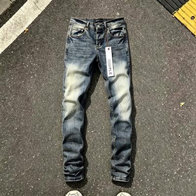 High Street Trendmarke PURPLE Frühling Neu Herren Retro Altgewaschen Weiß Elastisch Schlank Denim Röhrenhosen