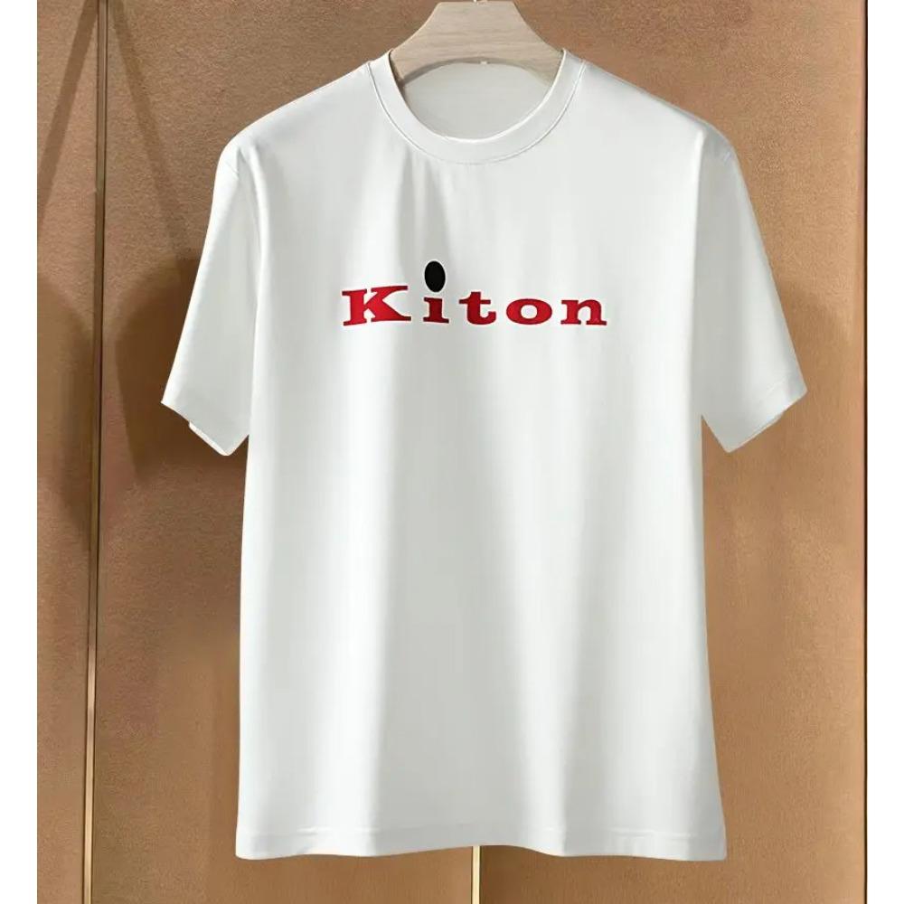 Summer Italian Kito Men's Clothing Summer New Chiton Letter Print Men's Casual Round Neck Short-sleeved Oversized T Shirt