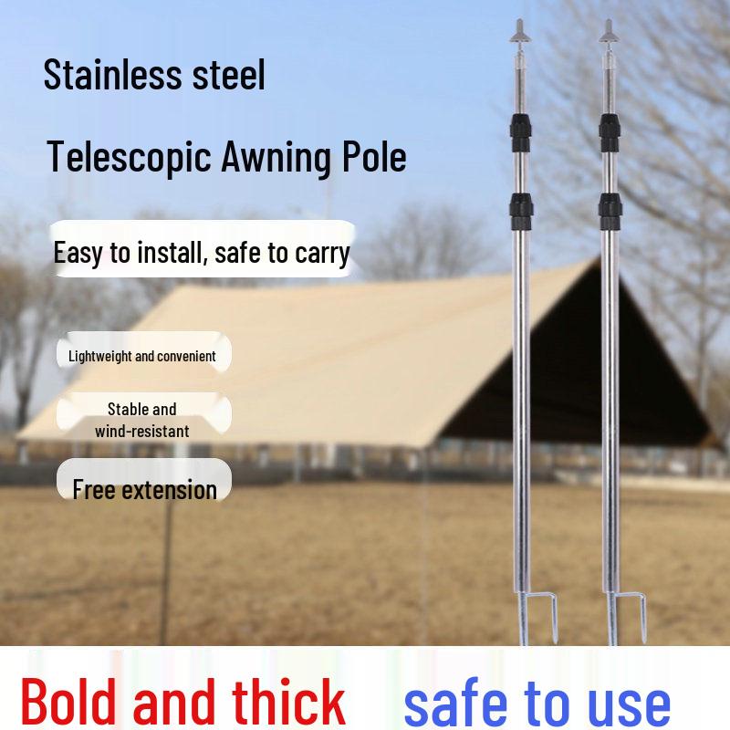 Portable Retractable Sunshade Support Pole for Tents and Cars 1.5m, Windproof, Telescopic Tarp Pole