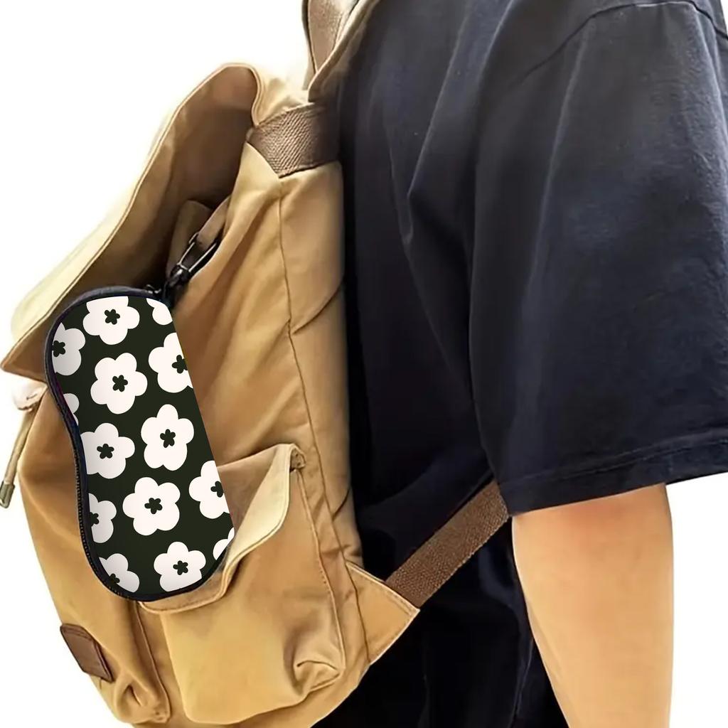 1Pcs Soft Sunglasses Case,Neoprene Zipper Glasses Pouch,Portable Eyeglasses Ba