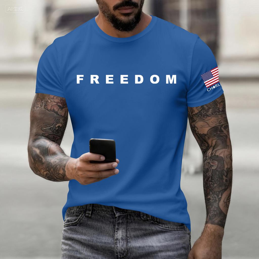 Fashionable Round Neck Short Sleeve Work Clothes Printed Tops For Mens Summer Tops