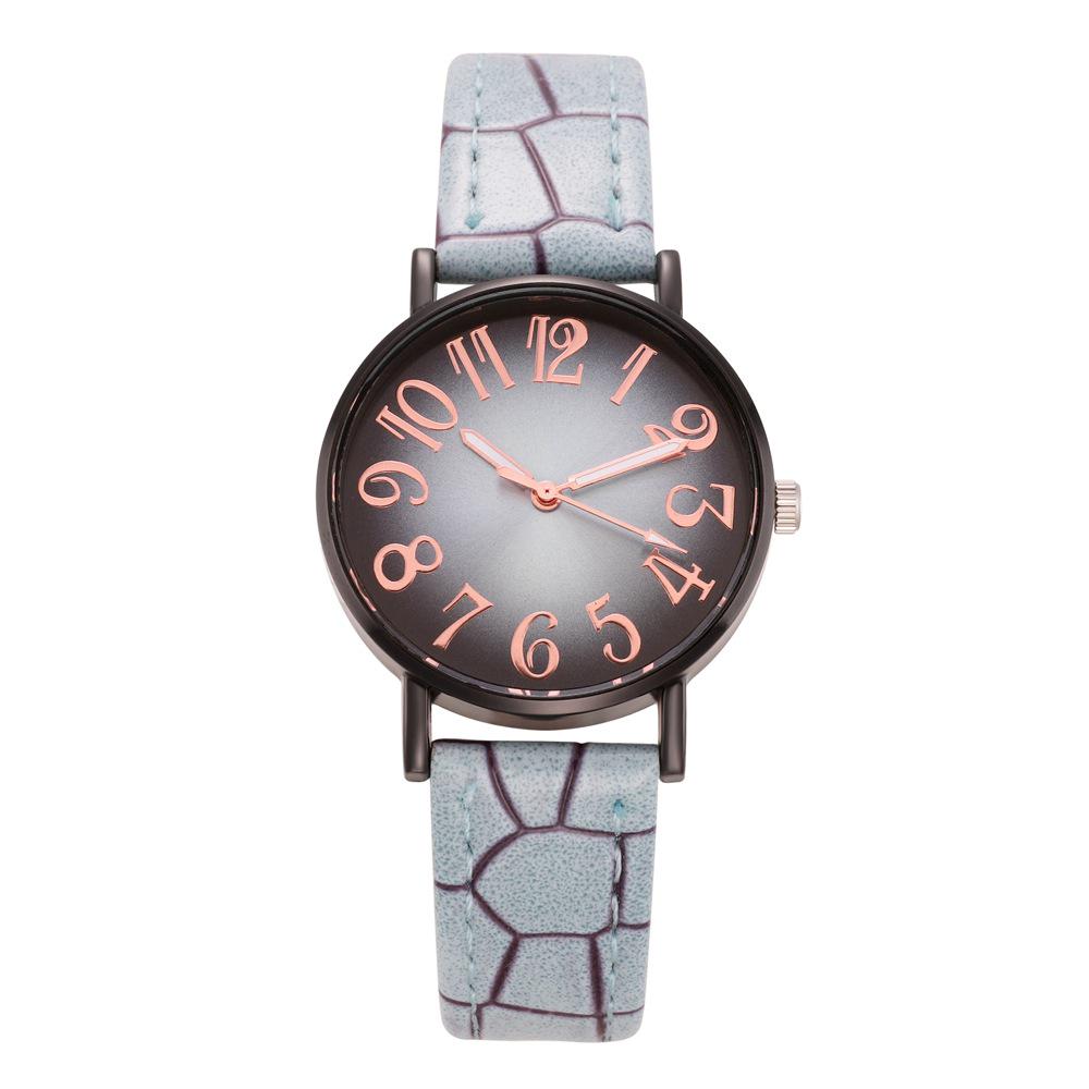 Crocodile Pattern Shockproof Leather Strap Women's Quartz Wristwatch: Versatile Fashion Accessory for Students