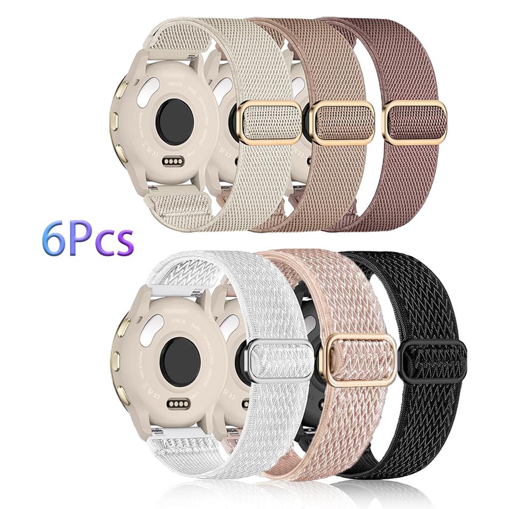 6 Piezas Banda Elástica de 18/20/22 mm para Garmin Forerunner 255 255S 265S 955 965 945 745 Venu 2 3 4S Sq Vivoactive 4 5 Correa Deportiva de Nailon