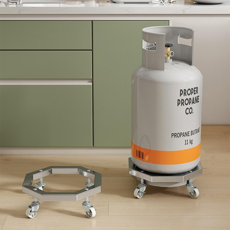 Portable Stainless Steel Gas Cylinder Storage Rack With Casters Kitchen Tray Support Rack