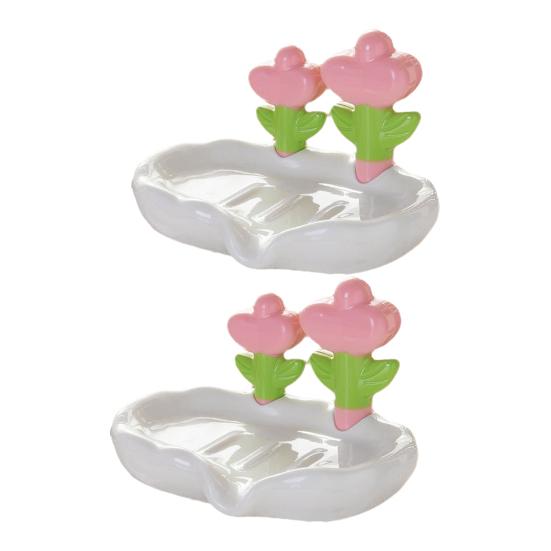 1/2 Stück Blume Seifenhalter Schnell ablaufend Küche Badezimmer Blumig Seifenschale Arbeitsplatten Dekoration Kunststoff Seifenstück Duschseife Behälter Box Tablett