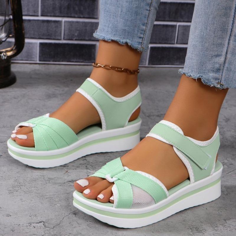 New large size platform sandals women's supply flat bottom Velcro women's beach sandals