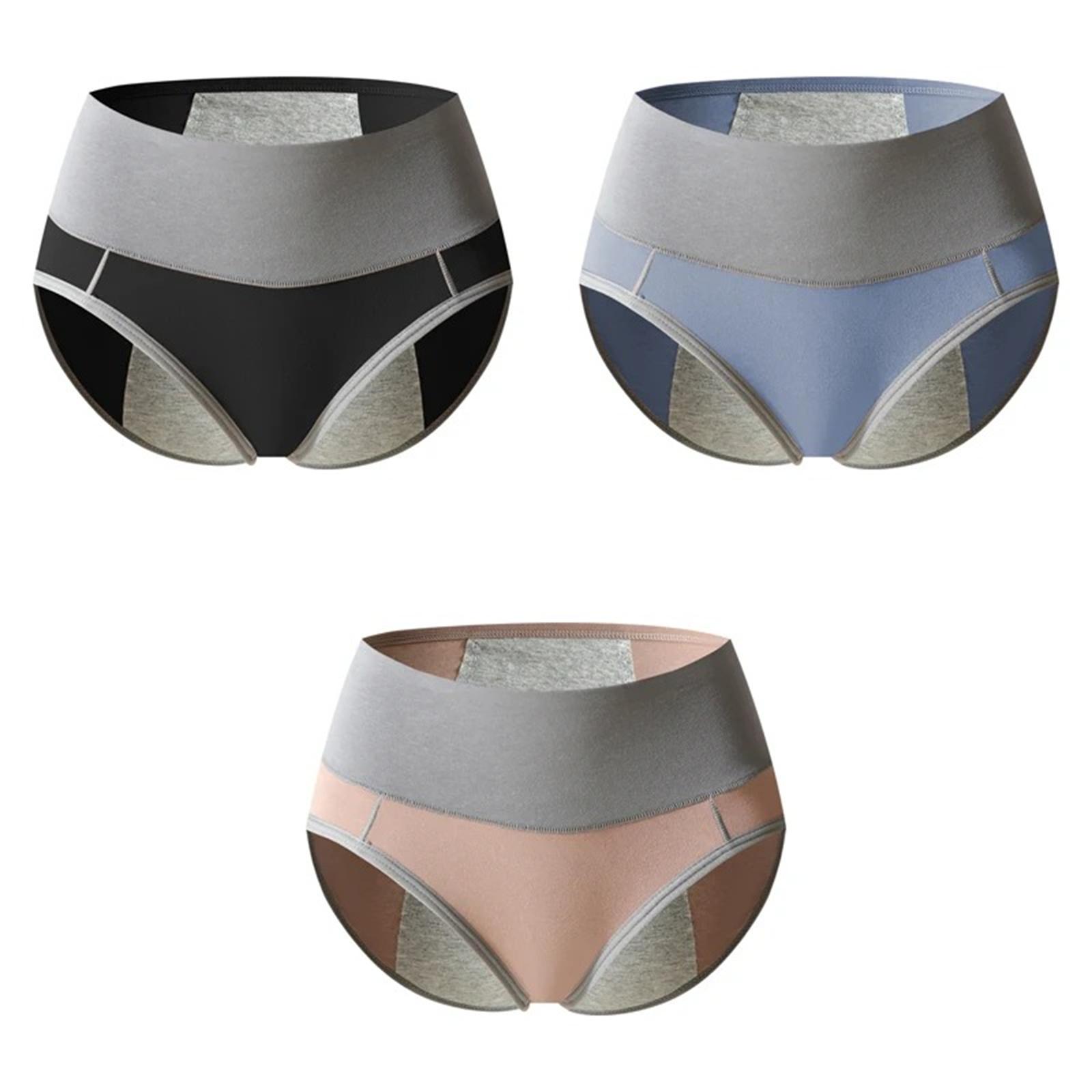 

High Waist Women s Leak-Proof Menstrual Cotton Underwear Plus Size 3-Pack Nude Black Blue S