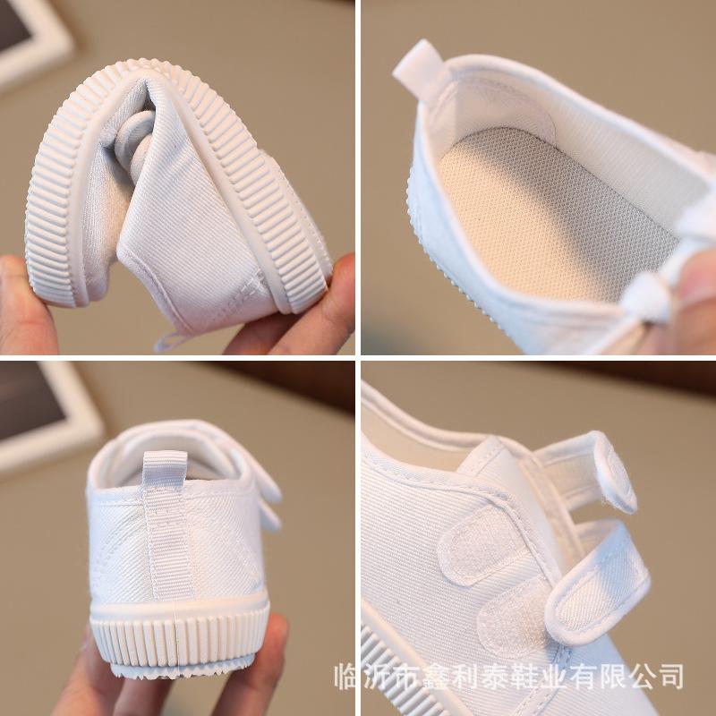 Children's performance boys and girls little white shoes canvas shoes new indoor non-slip kindergarten students dance shoes
