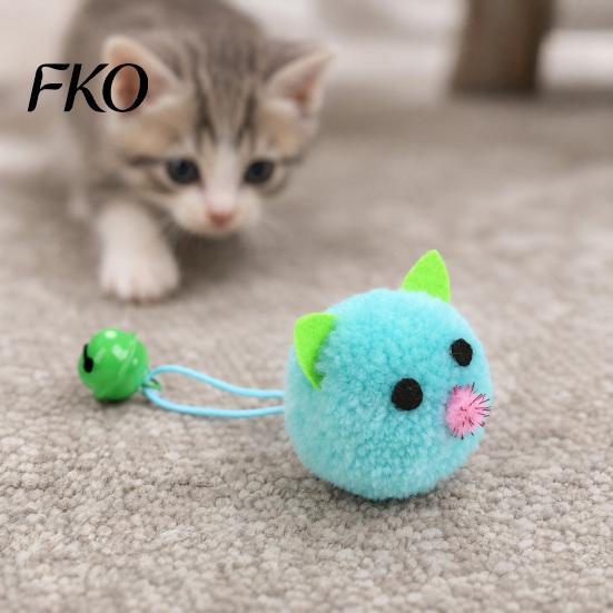 Cat Toy Plush Mouse Ball, Soft Fluffy Ball with Bell, Kitten Colorful Teething for Indoor Cats Boredom Relief Interactive Play