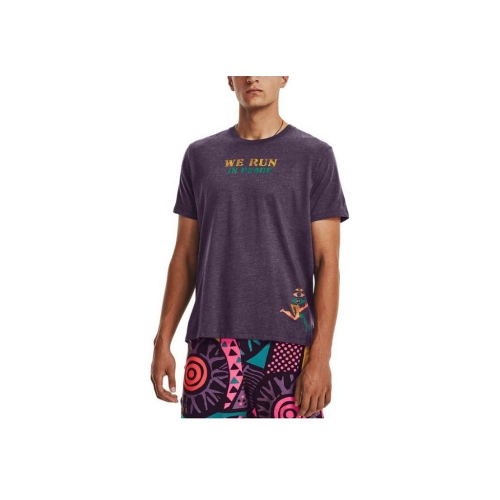 Under Armour American Vintage Graphic Crew Neck Running T-Shirt Men Tops Purple 1376986-541