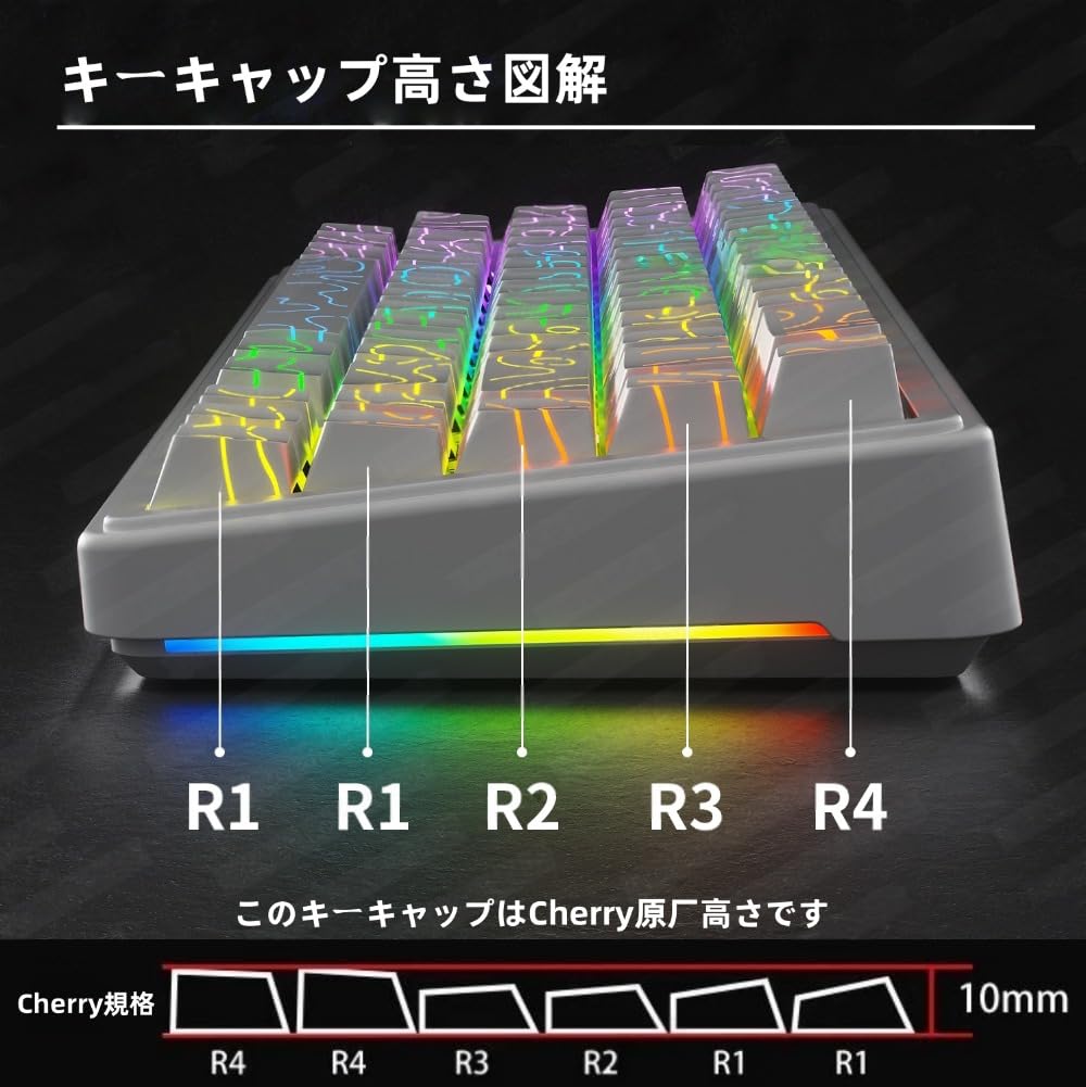 JYF.QUANYI 98-Key Contour 4.0 Double-Shot PBT Light-Transmitting Keycaps with Side Carvings and Cherry Profile for MX Mechanical Keyboards (White)