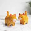 Håndlaget Treskjæring Kattunge Ornamenter Små dyr Kreativt Skrivebord Tre Kattdekorasjonshåndverk