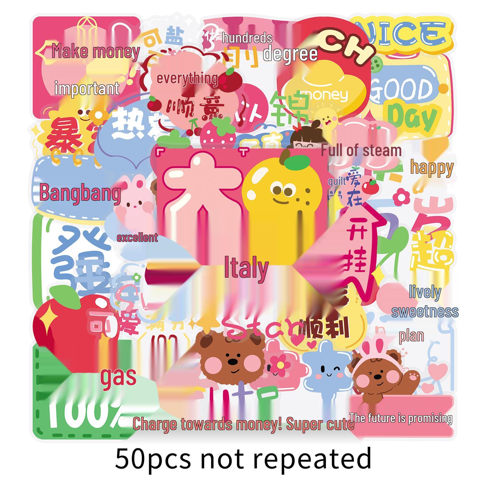 50 Cute Ins-Style PET Stickers: Transparent Girly Heart Decorations for Stationery