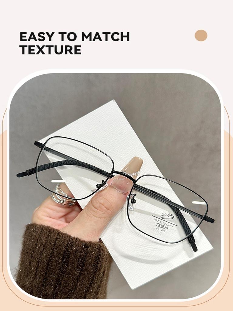 Square Frame Anti-blue Flat Light Mirror Without Makeup Fashionable Gold Silk Simple Glasses For Women  Myopia Glasses Frame