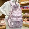 Girl Nylon Waterproof Printing School Bag Lady Cute Cartoon Leisure Laptop College Backpack Fashion Women Travel Kawaii Book Bag