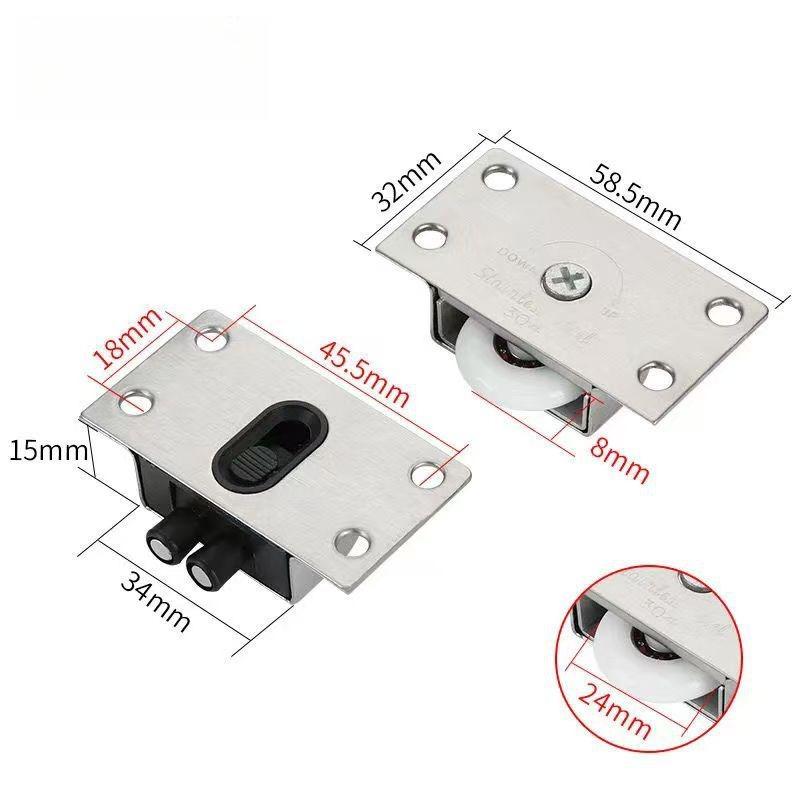 1/4 set Kledingkastdeur katrol schuifdeur op en neer rail nok glijrail hangwiel kledingkast kast roestvrij staal