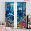 2pcs,2D Plane Printing Creative Curtains Ocean Symphony Versatile Fabric (without Rod) All Seasons Ldeal for Living Room,