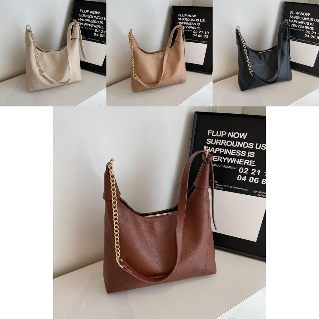 Chic Minimalist Shoulder Tote Bag For Women In Black Beige Khaki And Coffee