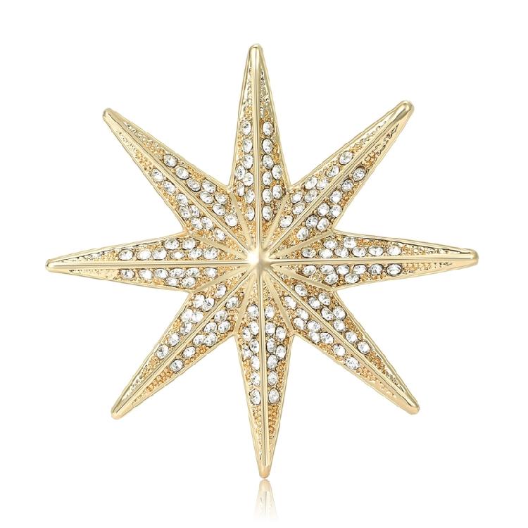 Spilla Decorativa Stella a 8 Punte Accessorio Distintivo in Lega Per Brillare in Insieme Durante gli Spostamenti Feste