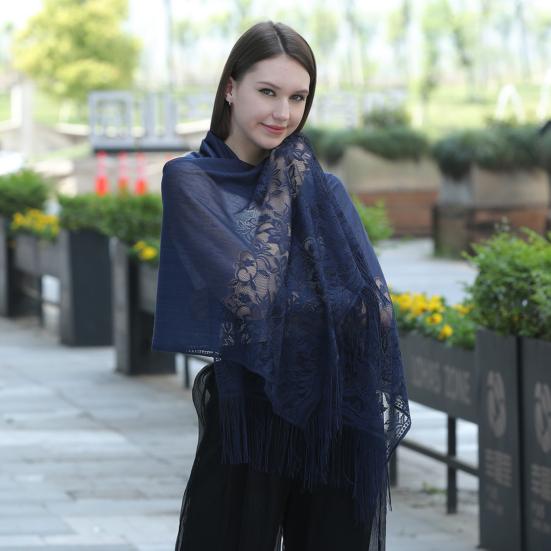 Crochet Flower Pattern Embroidery Lace Tassel Dinner Shawl Bride Bridesmaid Cheongsam Dress Shawl Female Accessories