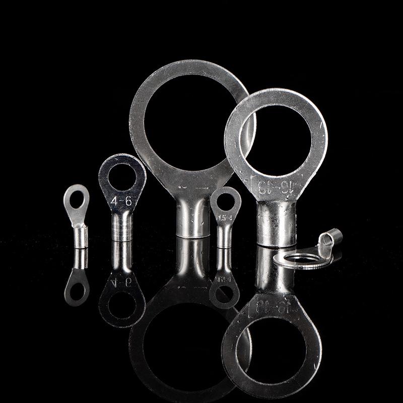OT Series Pure Copper Crimp Lugs: Cold-Pressed Terminals, Brass Silver-Plated Bolt, Round Wiring Ears Connectors