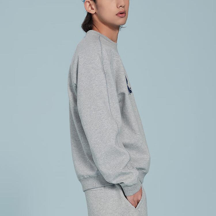 Reebok Letter Embroidery Casual Sports Knit Pullover Vintage American Sweatshirt Unisex sweatshirt Light-Heather-Gray 24SRC305UGG3