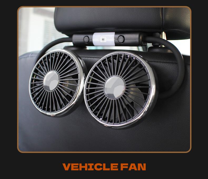 USB-Charged Rear Seat 12V Car Fan with Light