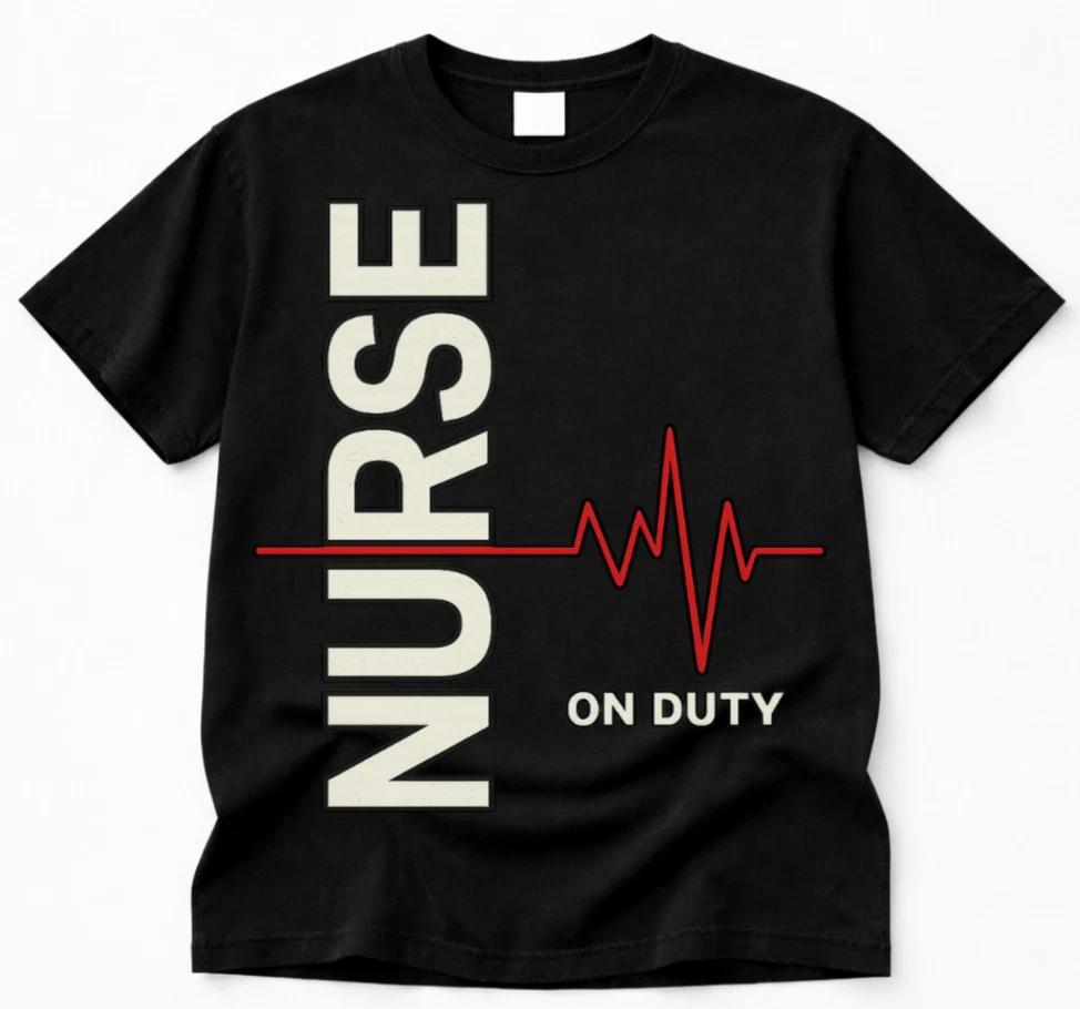 Nurse On Duty Shirt RN Heartbeat Medical T Shirt Healthcare Worker Tee S