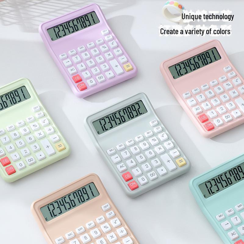 People's Education 10-Digit Synchronous Calculator in Dopamine Color – Multifunctional Office Tool for Elementary Students