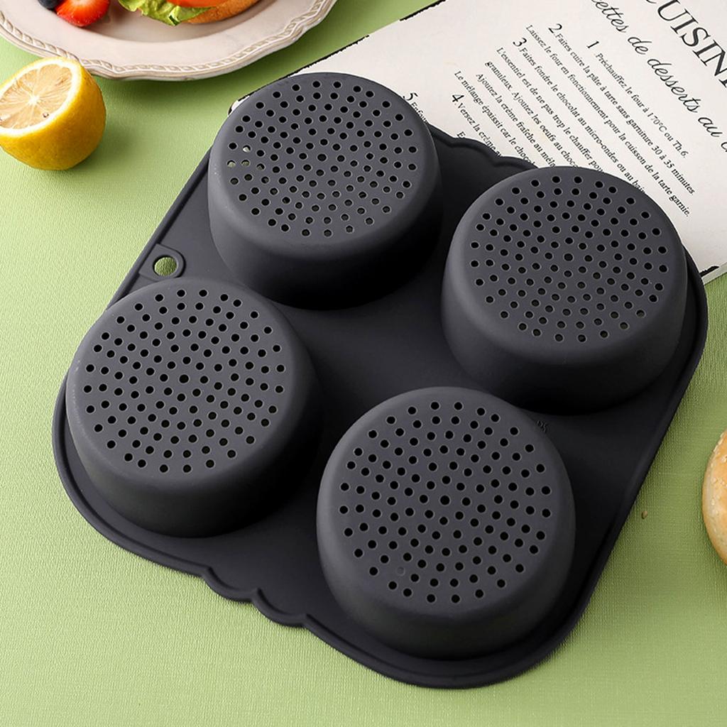 2Pcs Silicone Hamburger Mold 4 Cavities Non-stick Burger Maker Bread Mould Hamburger Bun Molds Cake Baking Pan Kitchen Gadgets